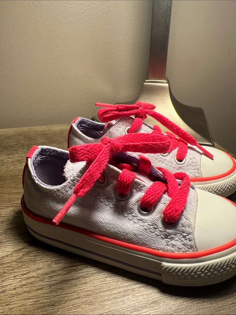 Converse Kids White Canvas Sneakers with Red Accents